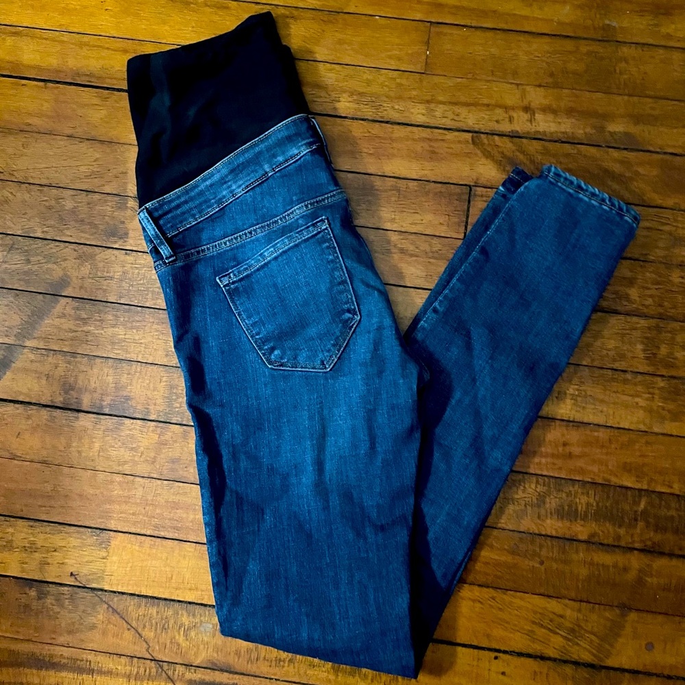 H&M skinny distressed maternity jeans full panel 8